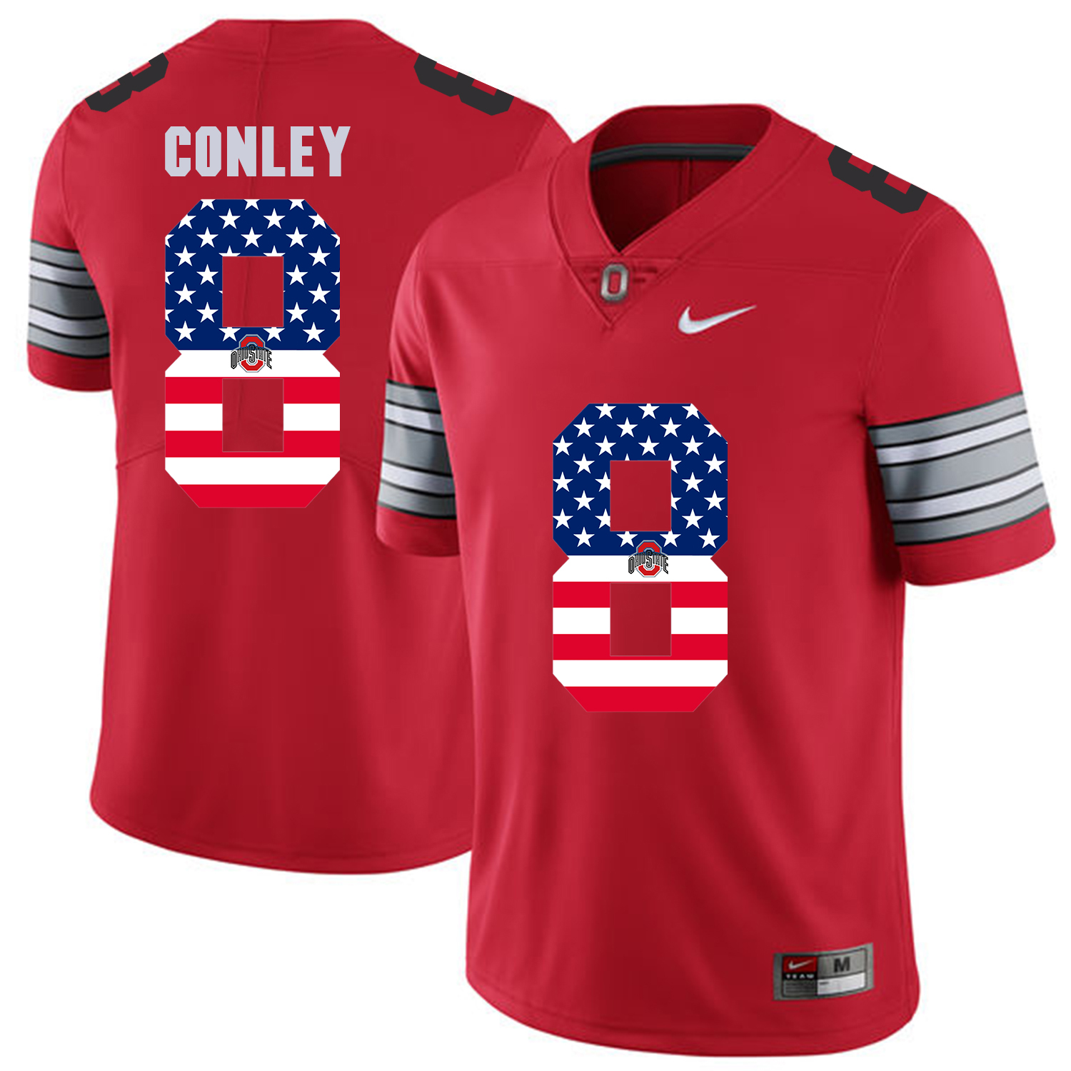 Men Ohio State 8 Conley Red Flag Customized NCAA Jerseys